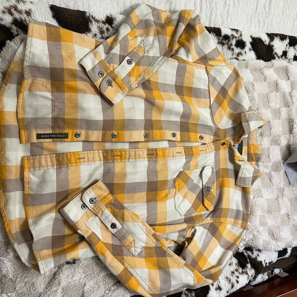 Howler Brothers Yellow/Brown/White Plaid Button-Up Flannel Shirt